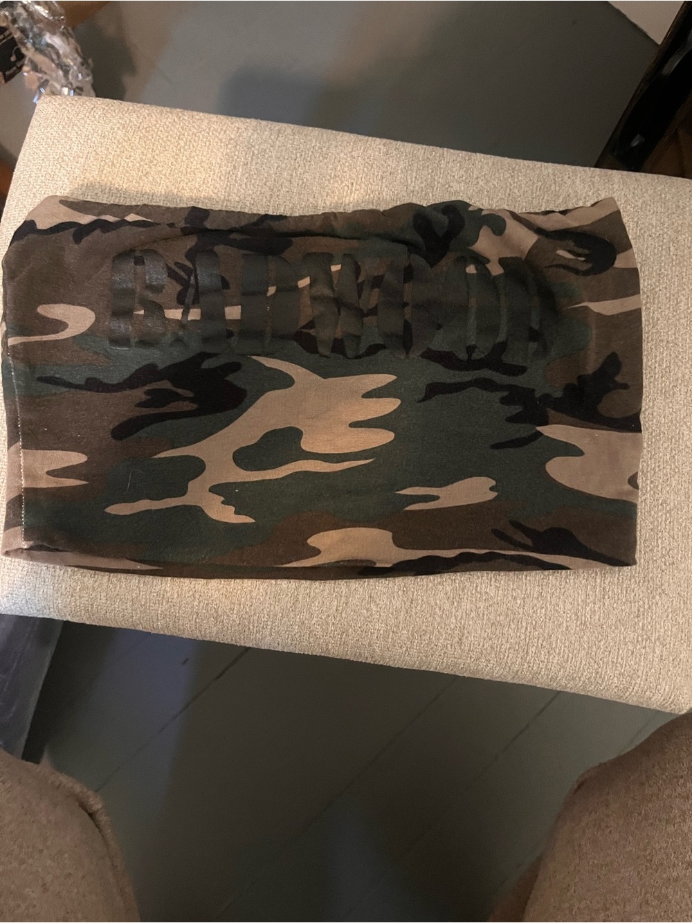 Camo Tube Top Strapless Crop in Green/Brown